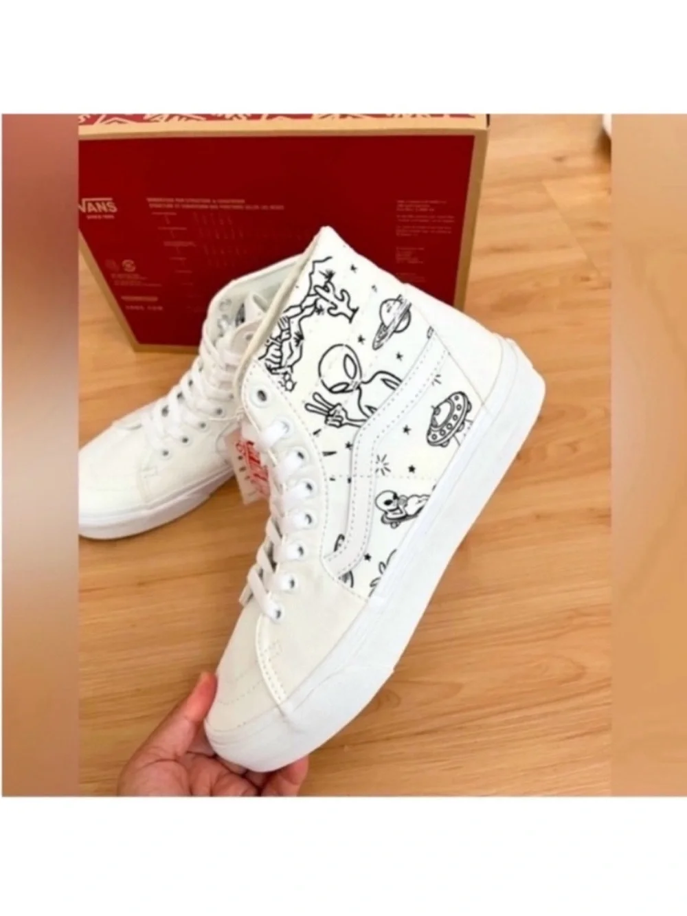 Vans Sk8-Hi Tapered Unidentified U-Paint White Skate Shoes Women 8.5 US